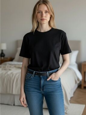 Eileen Fisher Black Leather Waist Belt